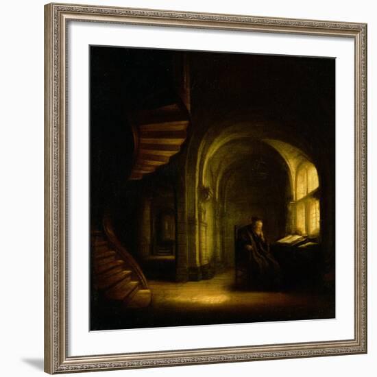 Philosopher with an Open Book, 1625-7-Rembrandt van Rijn-Framed Giclee Print