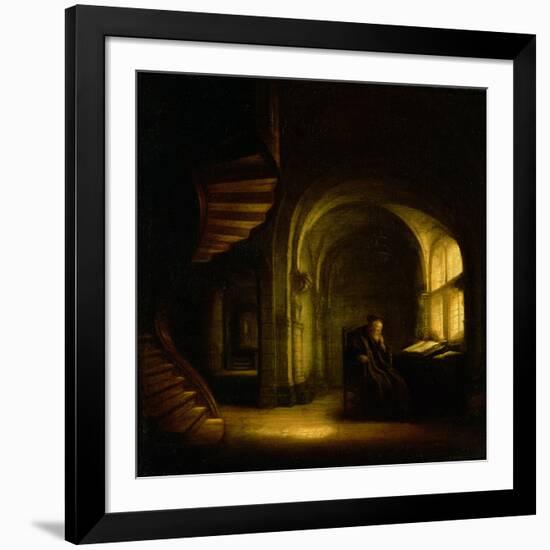 Philosopher with an Open Book, 1625-7-Rembrandt van Rijn-Framed Giclee Print