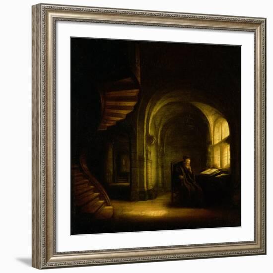 Philosopher with an Open Book, 1625-7-Rembrandt van Rijn-Framed Giclee Print