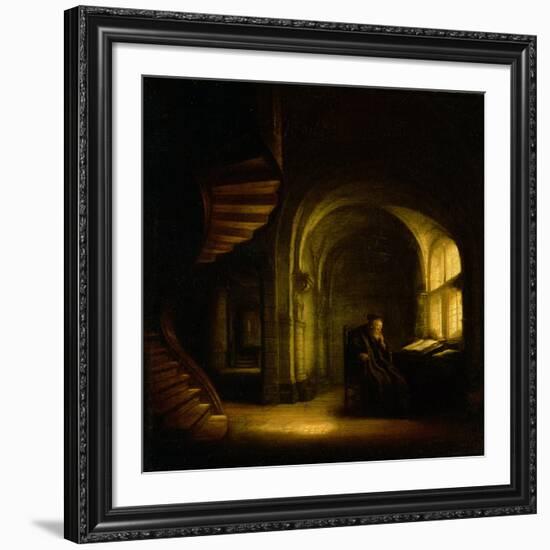 Philosopher with an Open Book, 1625-7-Rembrandt van Rijn-Framed Giclee Print