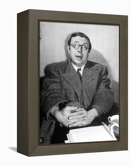 Philosopher Writer Jean Paul Sartre Making a Difficult Point, with His Eyes Going in Two Directions-David Scherman-Framed Premier Image Canvas
