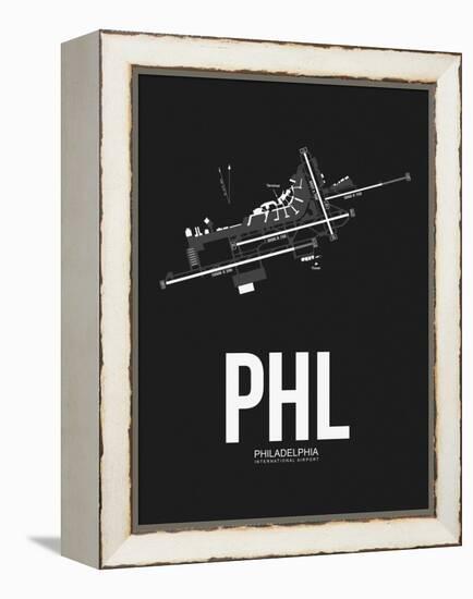 PHL Philadelphia Airport Black-NaxArt-Framed Stretched Canvas