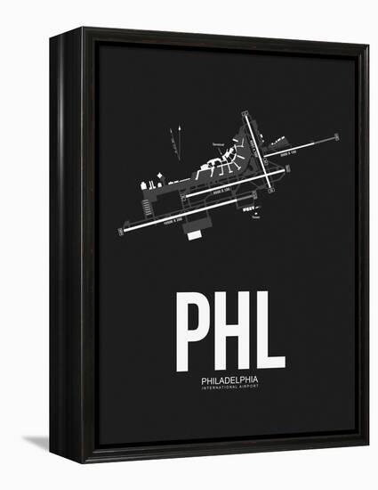 PHL Philadelphia Airport Black-NaxArt-Framed Stretched Canvas