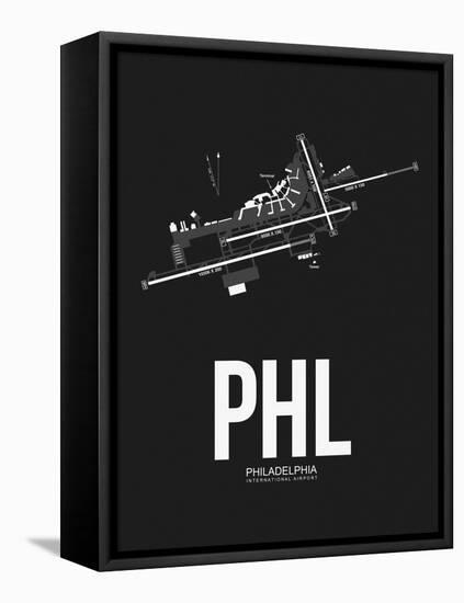 PHL Philadelphia Airport Black-NaxArt-Framed Stretched Canvas