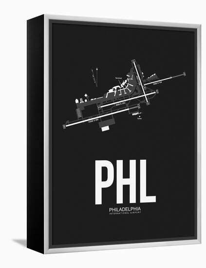 PHL Philadelphia Airport Black-NaxArt-Framed Stretched Canvas