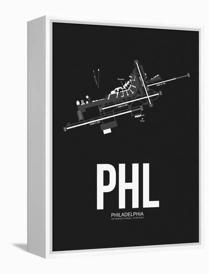 PHL Philadelphia Airport Black-NaxArt-Framed Stretched Canvas