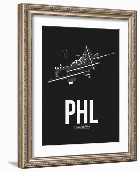 PHL Philadelphia Airport Black-NaxArt-Framed Art Print