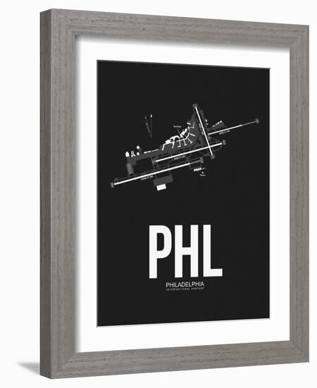 PHL Philadelphia Airport Black-NaxArt-Framed Art Print