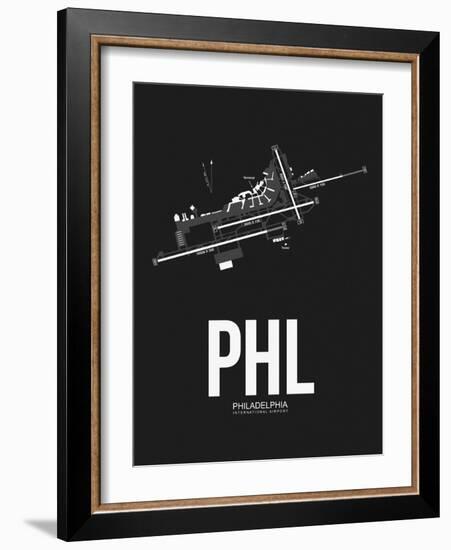 PHL Philadelphia Airport Black-NaxArt-Framed Art Print