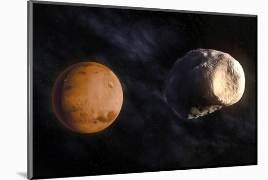 Phobos and Mars, Artwork-null-Mounted Photographic Print