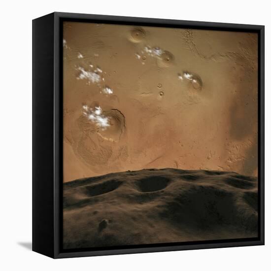 Phobos Orbits So Close to Mars That the Planet Would Fill the Little Moon's Sky-Stocktrek Images-Framed Premier Image Canvas