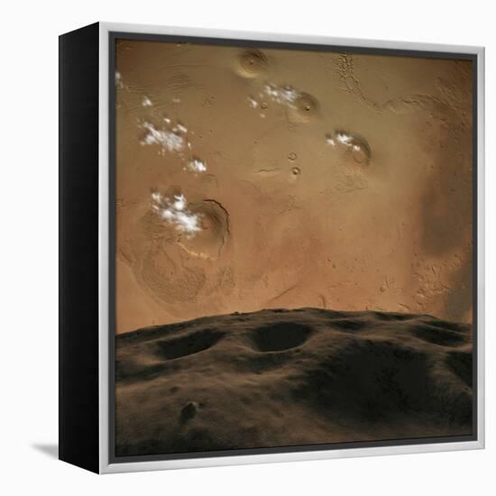 Phobos Orbits So Close to Mars That the Planet Would Fill the Little Moon's Sky-Stocktrek Images-Framed Premier Image Canvas