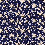 Seamless Background Retro Navy Blue Botanic Garden Flower Vine Chintz-Phoebe Yu-Premium Giclee Print