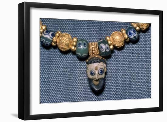 Phoenician glass head on Etruscan Necklace, c7th century BC-Unknown-Framed Giclee Print