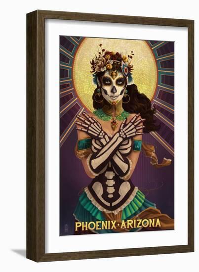 Phoenix, Arizona - Day of the Dead Crossbones-Lantern Press-Framed Art Print