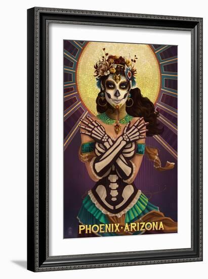 Phoenix, Arizona - Day of the Dead Crossbones-Lantern Press-Framed Art Print