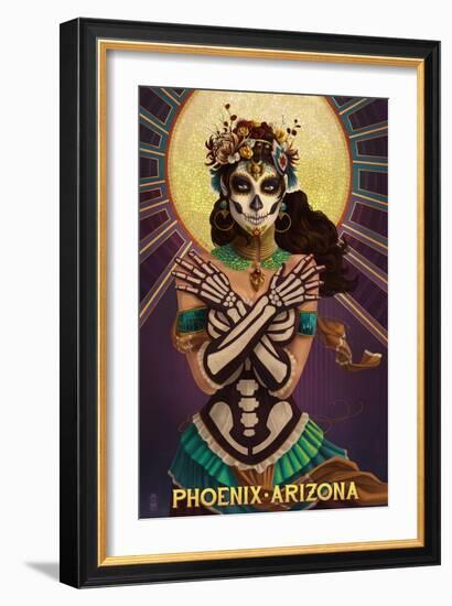 Phoenix, Arizona - Day of the Dead Crossbones-Lantern Press-Framed Art Print