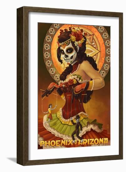 Phoenix, Arizona - Day of the Dead Marionettes-Lantern Press-Framed Art Print