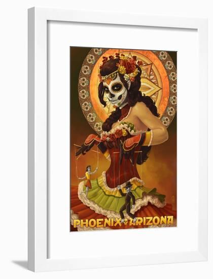 Phoenix, Arizona - Day of the Dead Marionettes-Lantern Press-Framed Art Print