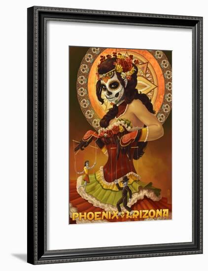 Phoenix, Arizona - Day of the Dead Marionettes-Lantern Press-Framed Art Print