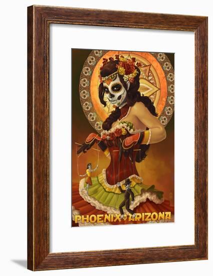 Phoenix, Arizona - Day of the Dead Marionettes-Lantern Press-Framed Art Print