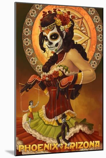 Phoenix, Arizona - Day of the Dead Marionettes-Lantern Press-Mounted Art Print