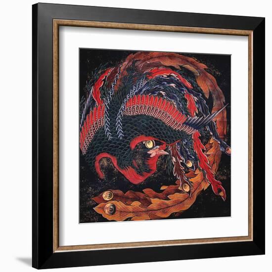 Phoenix (detail)-Katsushika Hokusai-Framed Art Print