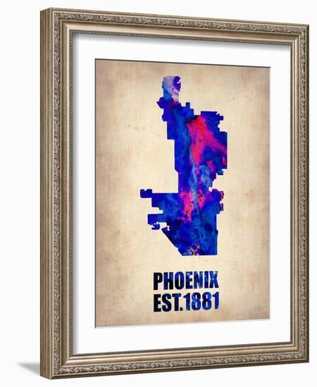 Phoenix Watercolor Map-NaxArt-Framed Art Print