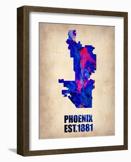 Phoenix Watercolor Map-NaxArt-Framed Art Print