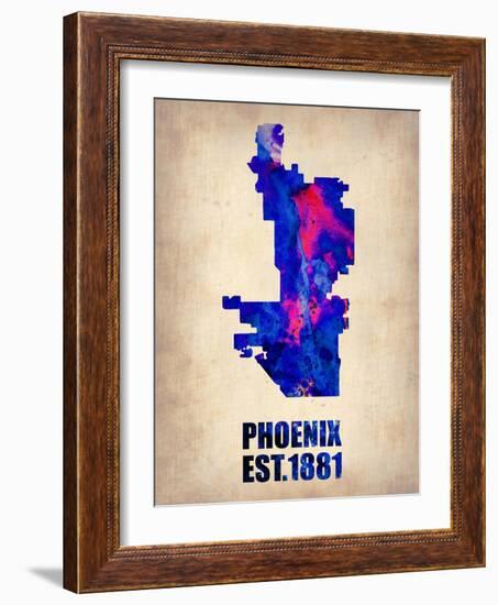 Phoenix Watercolor Map-NaxArt-Framed Art Print