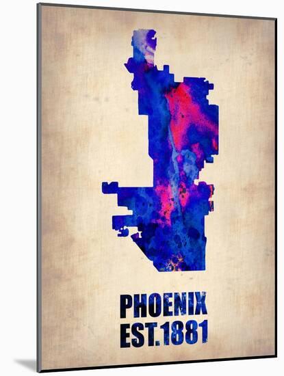 Phoenix Watercolor Map-NaxArt-Mounted Art Print