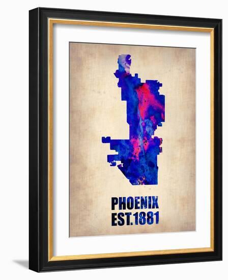 Phoenix Watercolor Map-NaxArt-Framed Art Print