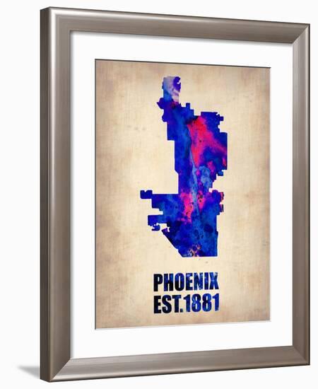 Phoenix Watercolor Map-NaxArt-Framed Art Print