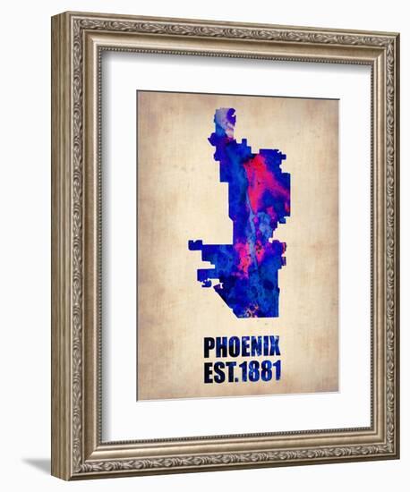 Phoenix Watercolor Map-NaxArt-Framed Art Print