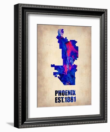 Phoenix Watercolor Map-NaxArt-Framed Art Print