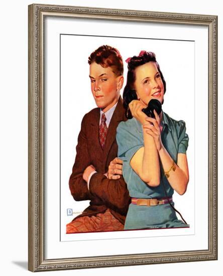 "Phone Call from Another Suitor,"May 27, 1939-Douglas Crockwell-Framed Giclee Print