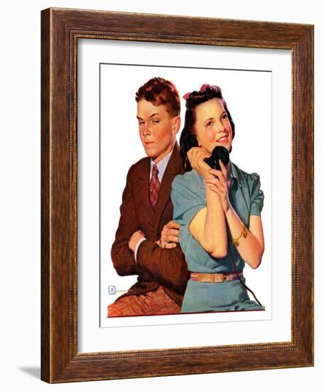 "Phone Call from Another Suitor,"May 27, 1939-Douglas Crockwell-Framed Giclee Print