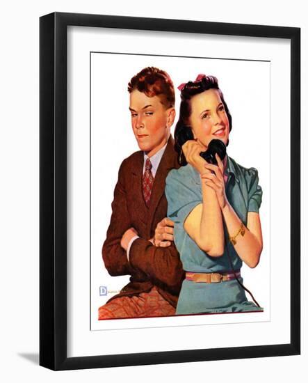 "Phone Call from Another Suitor,"May 27, 1939-Douglas Crockwell-Framed Giclee Print