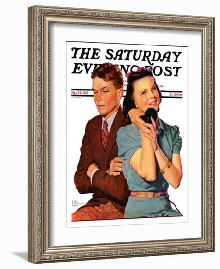 "Phone Call from Another Suitor," Saturday Evening Post Cover, May 27, 1939-Douglas Crockwell-Framed Giclee Print