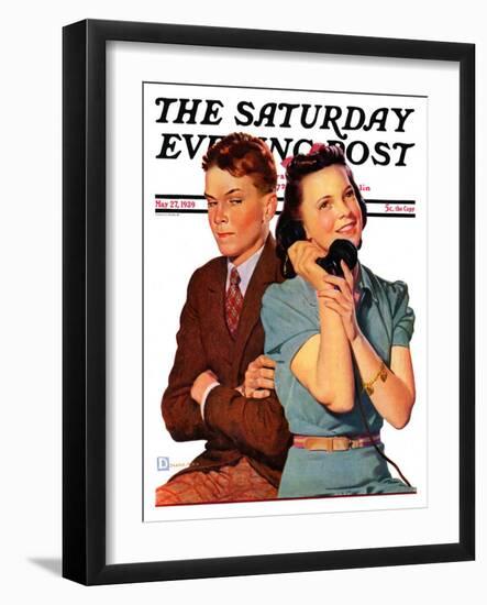 "Phone Call from Another Suitor," Saturday Evening Post Cover, May 27, 1939-Douglas Crockwell-Framed Giclee Print