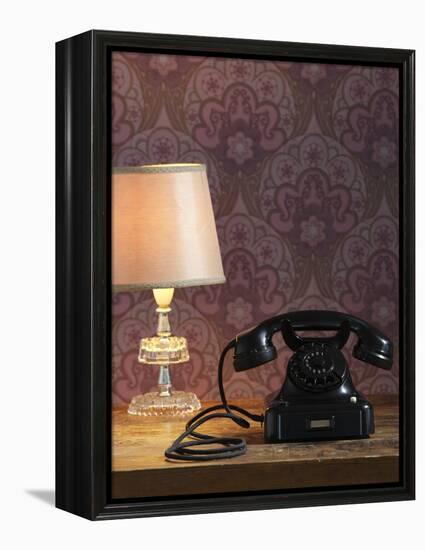 Phone, Old, Black, Standard Lamp, Nostalgia, Communication, Dial, Slice, Select, There Call Up-Nikky-Framed Premier Image Canvas