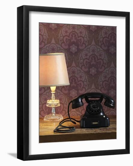 Phone, Old, Black, Standard Lamp, Nostalgia, Communication, Dial, Slice, Select, There Call Up-Nikky-Framed Photographic Print