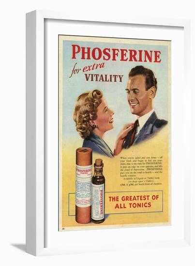 Phosferine, Magazine Advertisement, UK, 1950-null-Framed Giclee Print