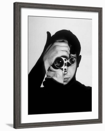 Photo Contest Winner Dennis Stock Holding Camera in Front of His Face-Andreas Feininger-Framed Premium Photographic Print