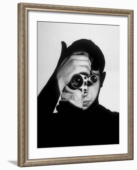 Photo Contest Winner Dennis Stock Holding Camera in Front of His Face-Andreas Feininger-Framed Premium Photographic Print