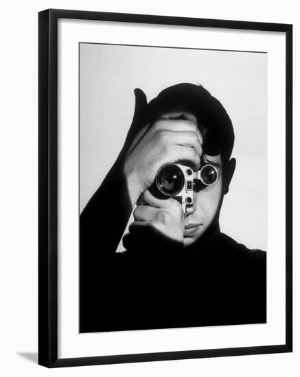 Photo Contest Winner Dennis Stock Holding Camera in Front of His Face-Andreas Feininger-Framed Premium Photographic Print