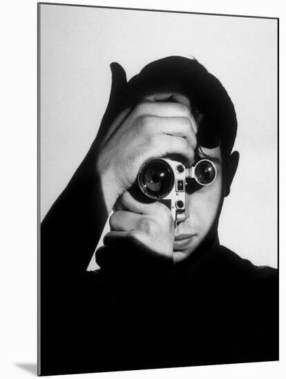 Photo Contest Winner Dennis Stock Holding Camera in Front of His Face-Andreas Feininger-Mounted Premium Photographic Print