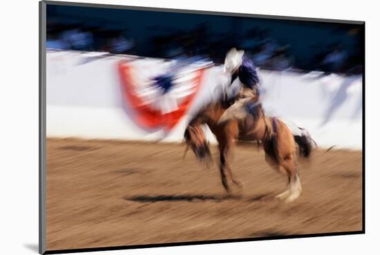 Photo impression of bronco rider at a rodeo, Santa Barbara, California-null-Mounted Photographic Print