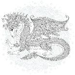 Vector Cartoon Dragon. Hand Drawn. Black, White. Doodle Sketch. Zen Tangle Henna Tattoo. Adults Col-photo-nuke-Art Print