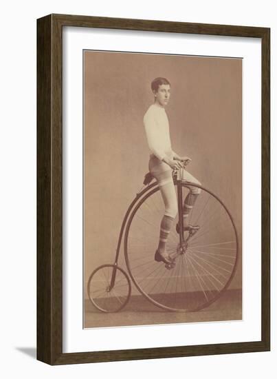 Photo of Man on Vintage Bicycle-null-Framed Premium Giclee Print